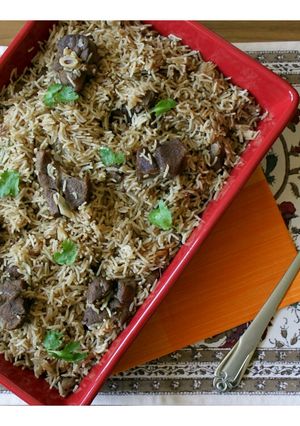 A picture of Mutton Pulao - Pakistani Style Spice Infused Mutton Pulao.