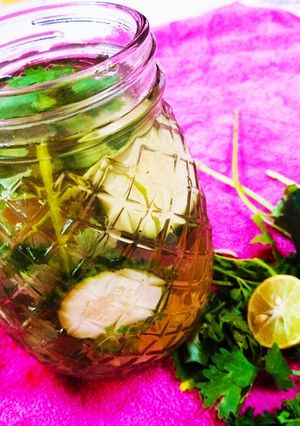 A picture of Corriender Cucumber Water.