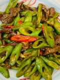 Resep Tumis pare belut daging sapi bumbu Sate (ala taiwan)