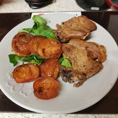 My Plain Pork Chops with Balsamic Grilled Tomatoes.😁 A picture of My Plain Pork Chops with Balsamic Grilled Tomatoes.😁.