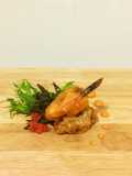 Shrimp with butter garlic and Milky mushroom croquettes