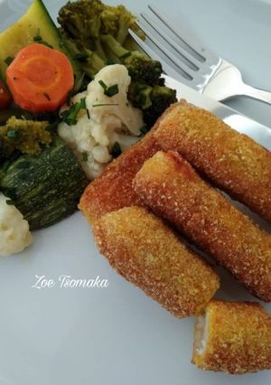 Φωτογραφία της συνταγής Τραγανά sticks από χαλούμι, αυγό και αλεύρι καλαμποκιού