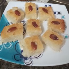 A picture of Basbousa or semolina cake.