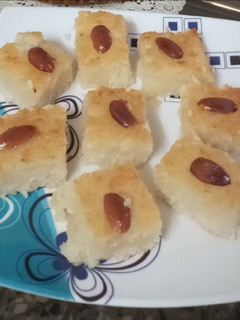 A picture of Basbousa or semolina cake.