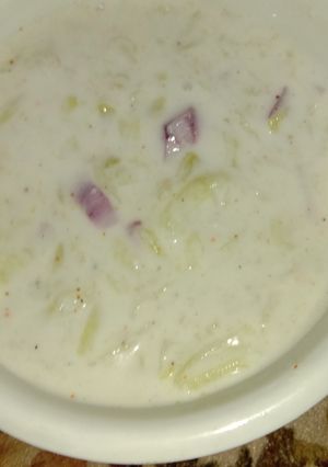 A picture of Cucumber Onion Raita.