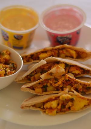 A picture of Pita Stuffed with Scrambled Eggs.