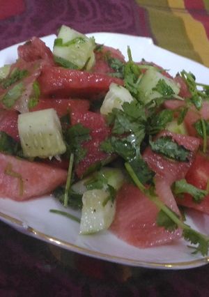A picture of Watermelon salad.