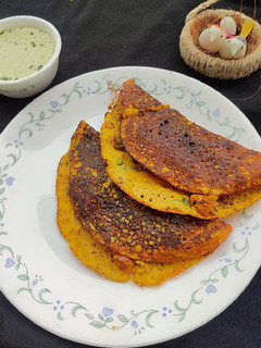 A picture of Cornmeal Dosa With Special Chutney.
