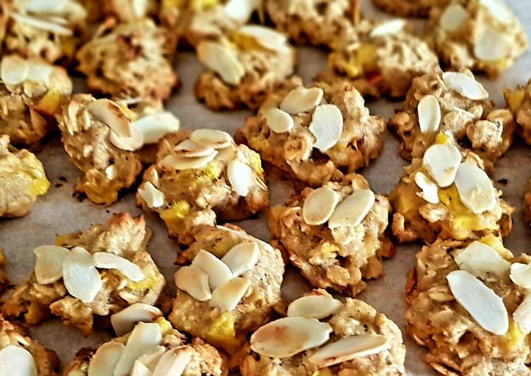 Simple Way to Make Super Quick Homemade Oat flake cookies with peaches, greek honey and almonds