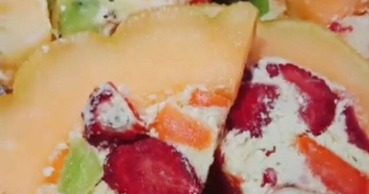 Musk melon mixed fruit dessert Recipe by Erum nigar Cookpad