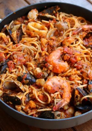 Una foto de Espagueti marinara