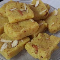 A picture of Rava almond burfi.
