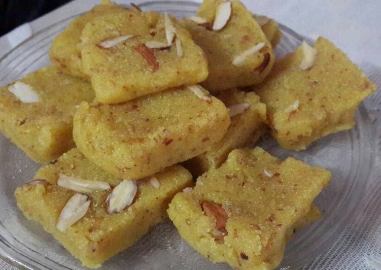 Rava almond burfi