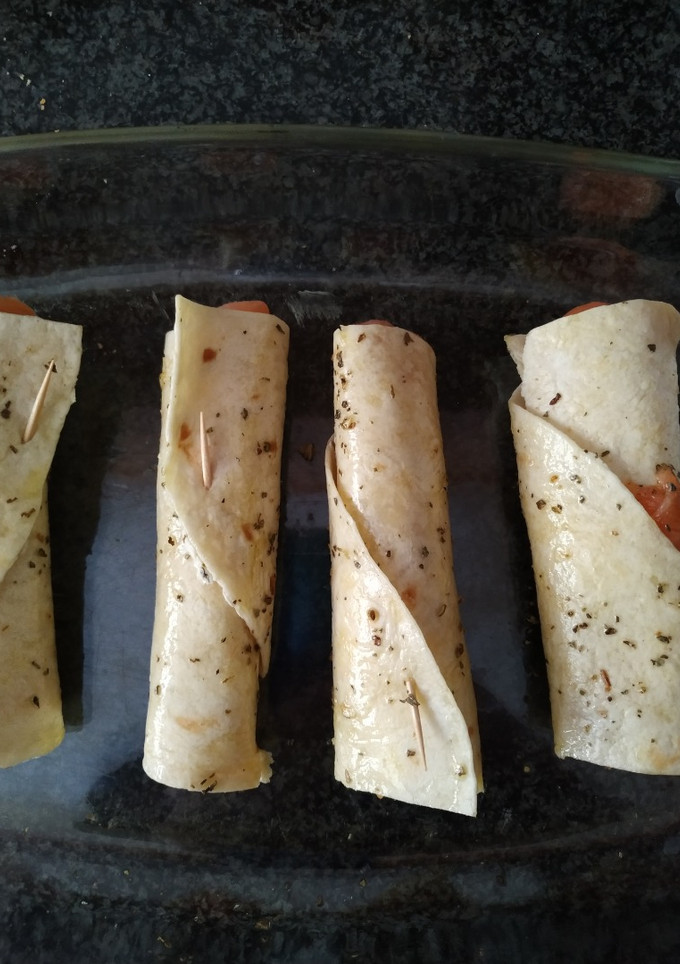 Una foto de Wraps de salmón con queso al horno