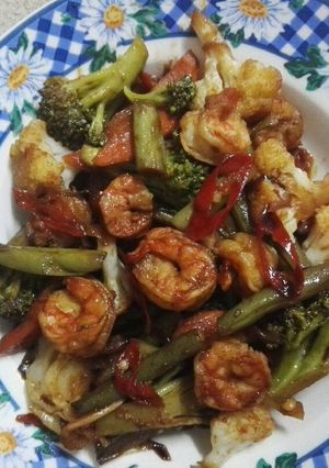 Foto resep Sayur campur tumis dengan udang