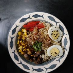 A picture of A Hug in a bowl (vegetarian version of Ramen with Maggi).