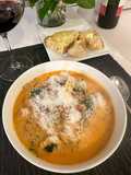 Creamy Tomato, Tortellini, Sausage and Kale Soup