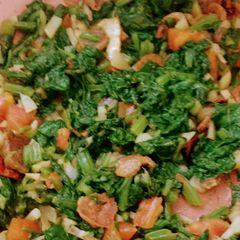 A picture of Spinach (Palak) and Veggies Curry.