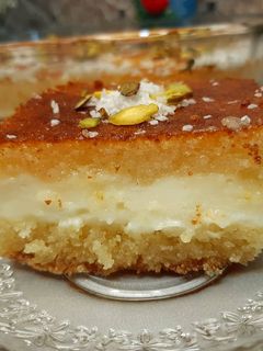 صورة لوصفة بسبوسة بالقشطة 😋