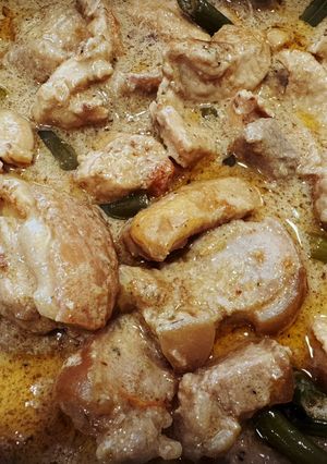 A picture of Special Bicol Express w/Chicken Pork Belly & Green Beans.