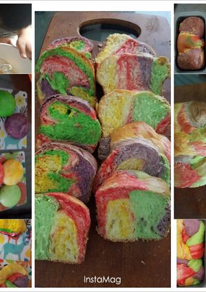 Foto resep Edible rainbow dough that turns out to be rainbow loaf of bread ^^