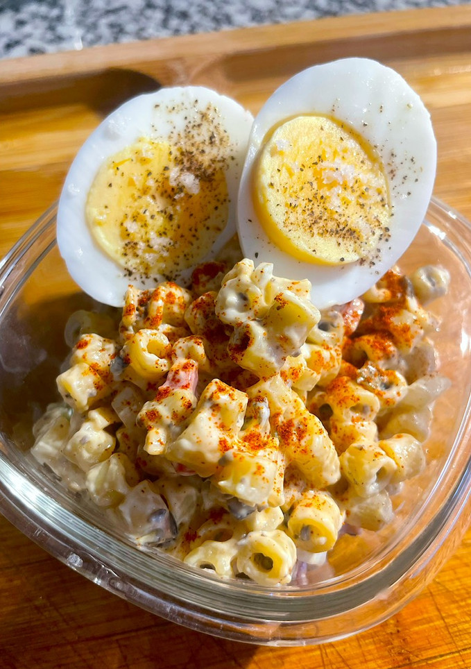 A picture of Sweet Pickle Pasta salad 🥒.