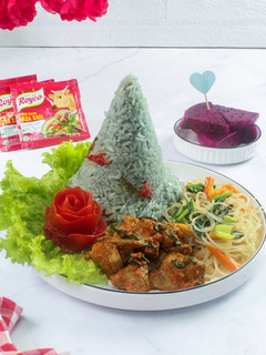 Foto resep 204. Nasi Duwet (Uduk Liwet) Bunga Telang