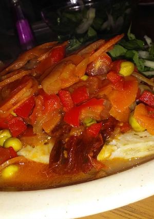 Una foto de Merluza con salsa portuguesa
