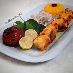 A picture of Persian Joojeh Kebab (Saffron Chicken Kebab).