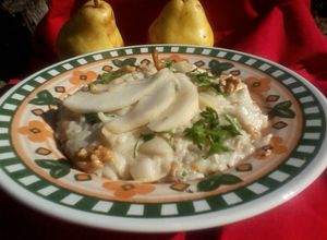 Una foto de Arroz con gorgonzola y peras !!! y más