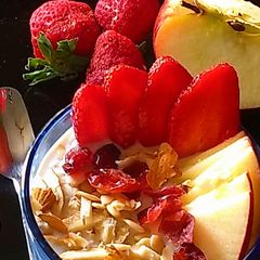Overnight oats and fruits A picture of Overnight oats and fruits.