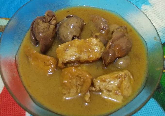 Semur ati ampela + tahu