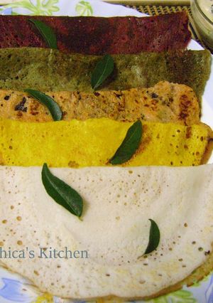 A picture of Yummy Colourful Dosas.