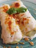 Canelón de brandada de bacalao al pesto
