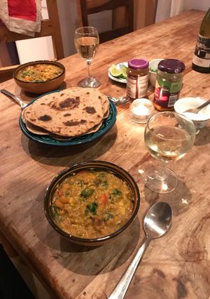 A picture of Cauliflower and Spinach Daal.