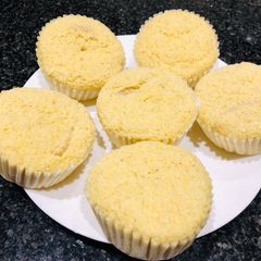 Soy pulp (okara) steamed cake A picture of Soy pulp (okara) steamed cake.