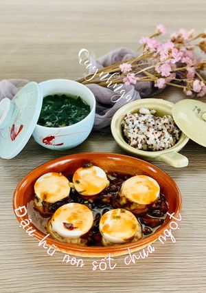 Hình của món Đậu hũ non sốt chua ngọt.