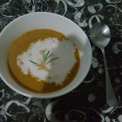 A picture of Creamy butternut soup.