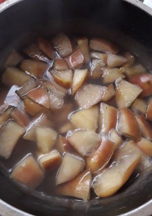 Una foto de Manzana y pera en compota