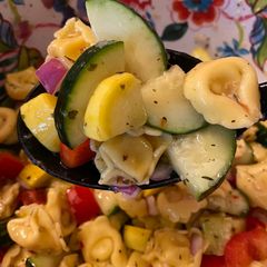 A picture of Veggie Tortellini salad.