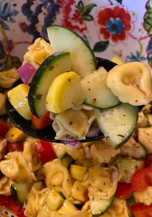 A picture of Veggie Tortellini salad.
