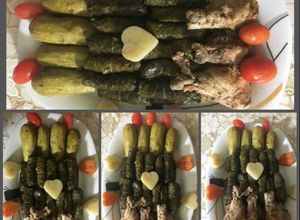 صورة لوصفة محشي الكوسا و ورق العنب مع اجنحة الدجاج