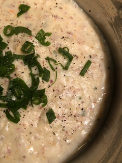 A picture of Loaded red potato-cauliflower soup.