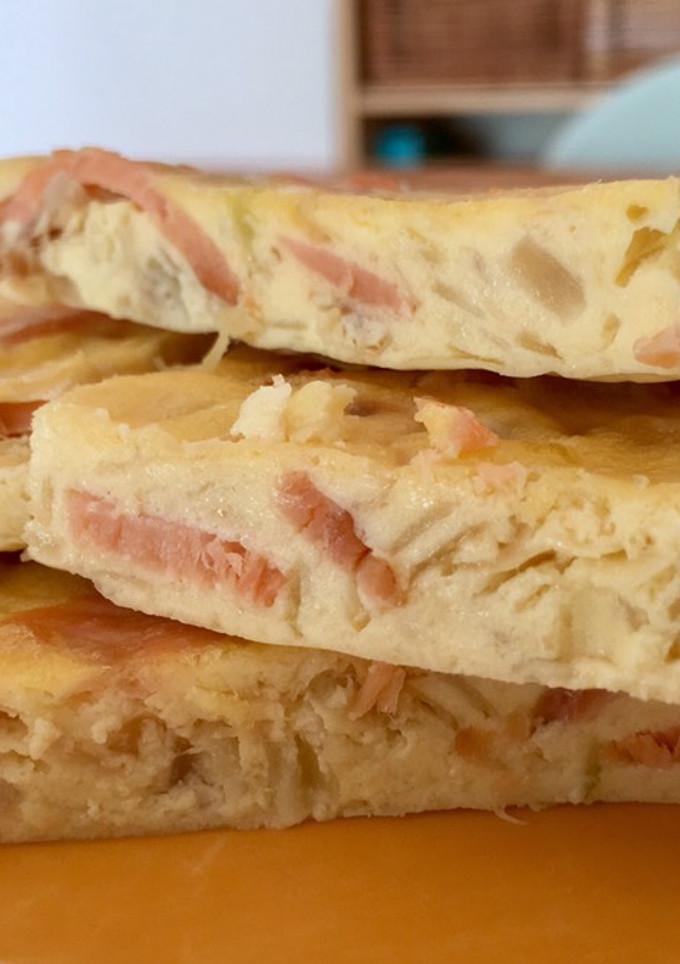 Una foto de Tarta salada de puerros y salmon ahumado