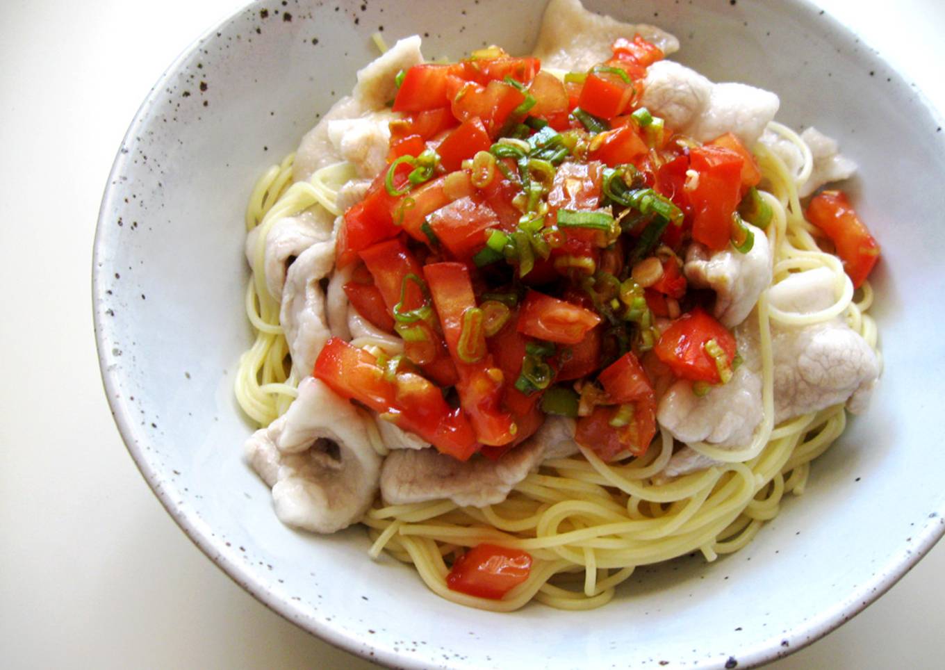 Capellini & Pork With Spicy Tomato Sauce