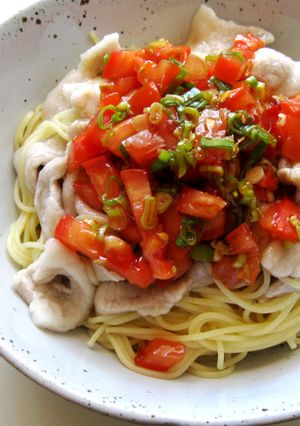 A picture of Capellini & Pork With Spicy Tomato Sauce.