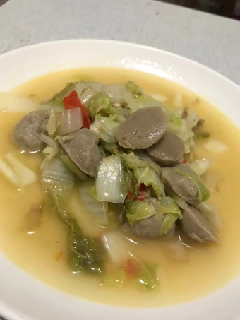 Cara Gampang Membikin Resep Slobor penthol (tumis sawi putih dan bakso) yang Enak Banget Anti Ribet, Sempurna