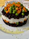 Torretta di riso Venere e riso Basmati con verdure a vapore