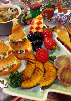 小學生早餐～可頌聖誕樹 的食譜成品照片
