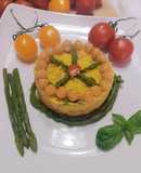 Cous cous con asparagi,ceci e pomodorini al profumo di zafferano